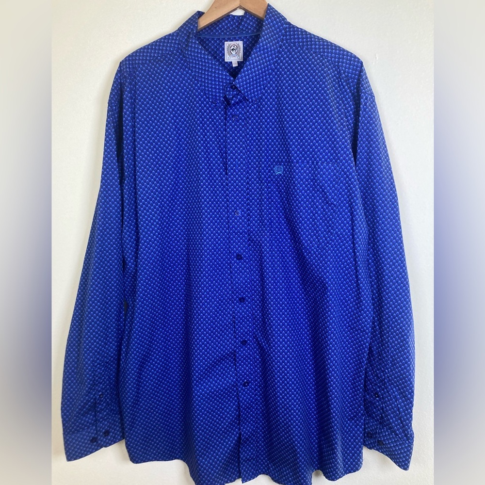 Cinch Western Button Down Shirt XL Blue Geometric Print Long Sleeve Cowboy Rodeo
